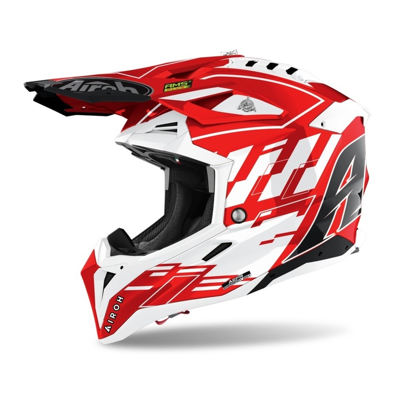 Motocross Sisak Airoh Aviator 3.0 Rampage 2021 piros-fehér kiárusítás