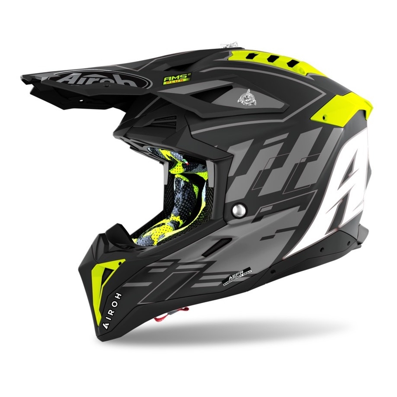 Motocross Sisak Airoh Aviator 3.0 Rampage 2021 fekete-szürke-fluo sárga kiárusítás