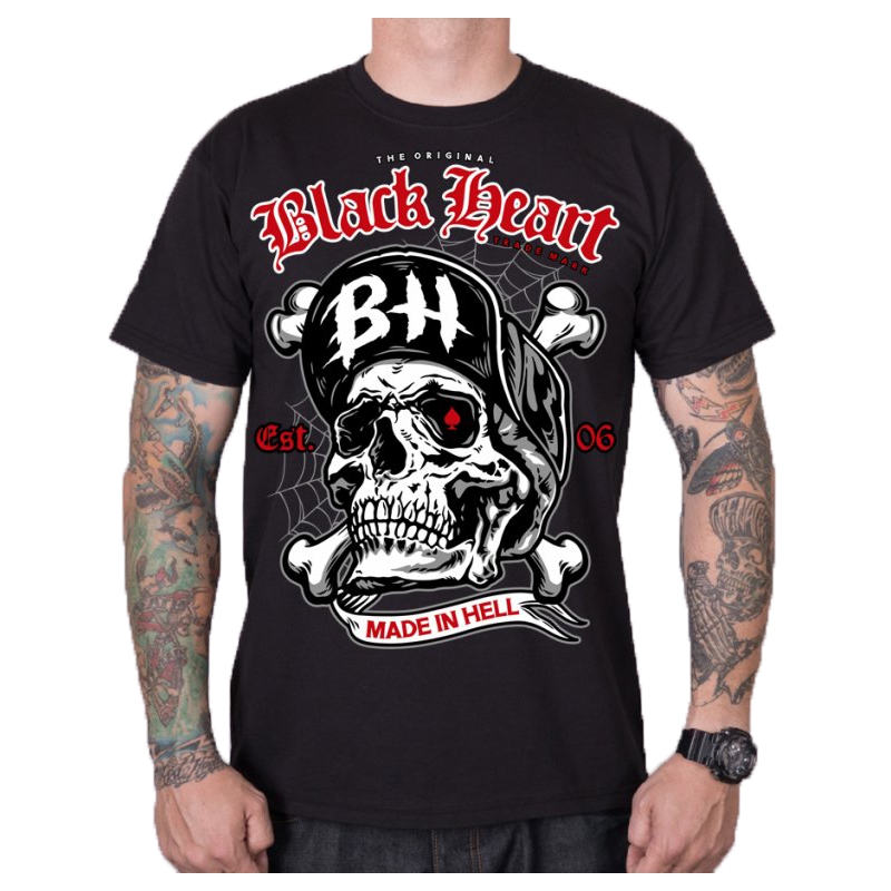 Black Heart Skull Bones férfi póló fekete kiárusítás