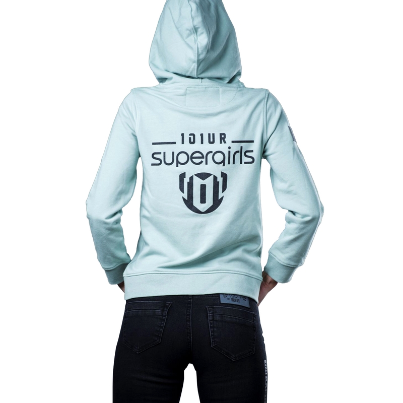 Női pulóver 101 Lovasok A cipzáras motorháztetőm világoszöld kiárusítás