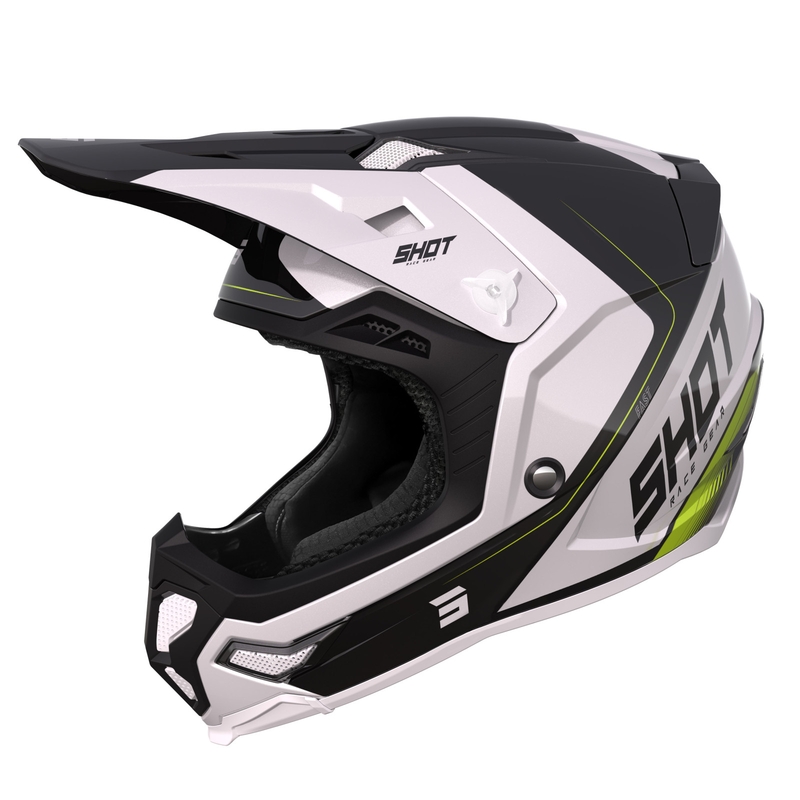Shot Core Fast motocross bukósisak fekete-fehér-fluo sárga kiárusítás