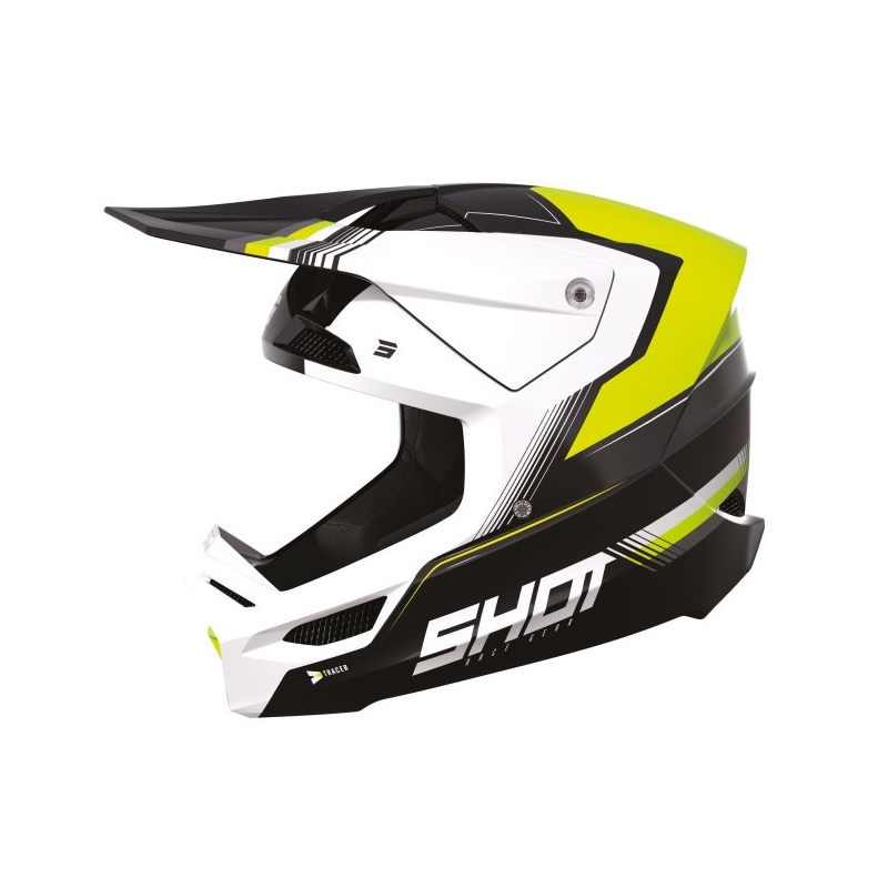 Shot Race Tracer motocross bukósisak fehér-fekete-fluo sárga kiárusítás