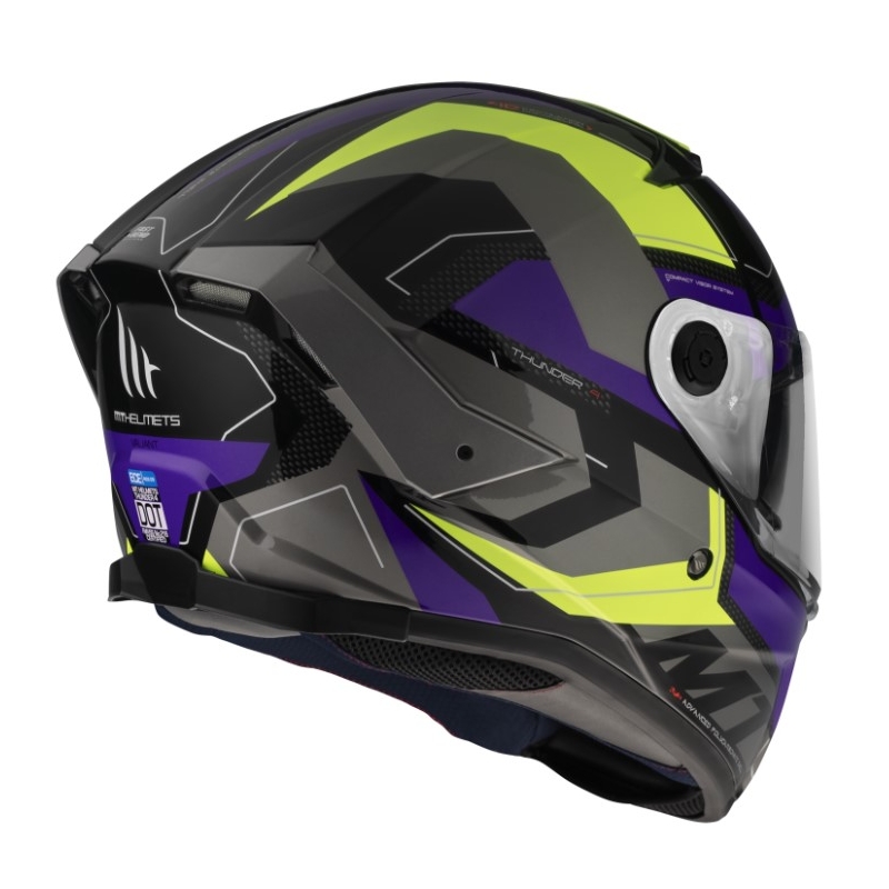 Integrální přilba na motorku MT Thunder 4 SV Valiant B2 šedo-modro-fluo žlutá