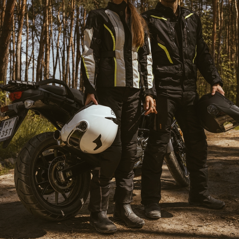 Női motoros kabát Ózon Szahara fekete-szürke-fluo sárga kiárusítás