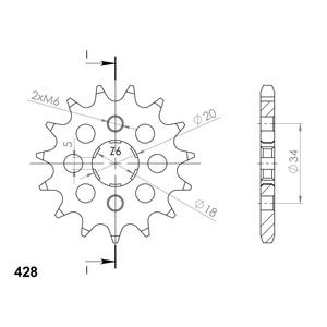 Első lánckerék SUPERSPROX CST-264:16 16 fogak,428