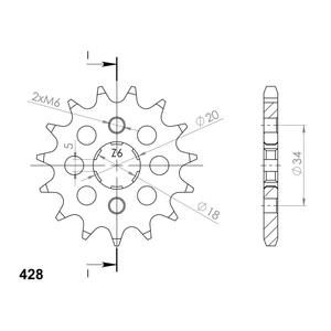 Első lánckerék SUPERSPROX CST-264:13 13 fogak,428