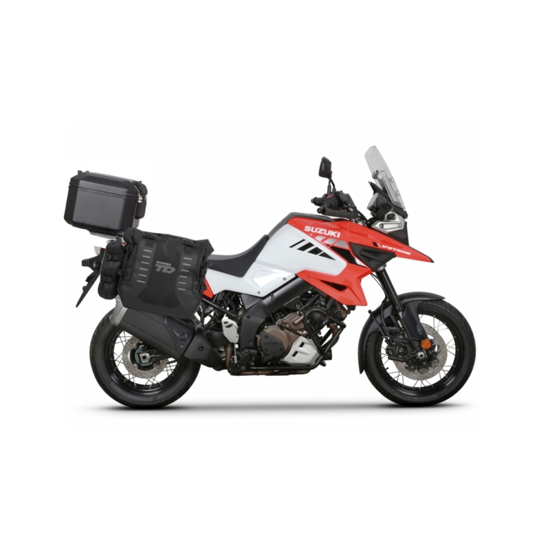 Complete set of SHAD TERRA TR40 adventure saddlebags and SHAD TERRA BLACK aluminium 37L topcase, including mounting kit SHAD SUZUKI DL 1000 V-Strom/ DL 1050 V-Strom