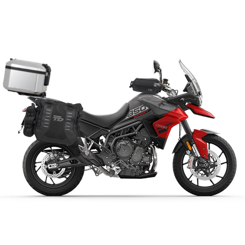 Complete set of SHAD TERRA TR40 adventure saddlebags and SHAD TERRA aluminium 37L topcase, including mounting kit SHAD TRIUMPH Tiger 900