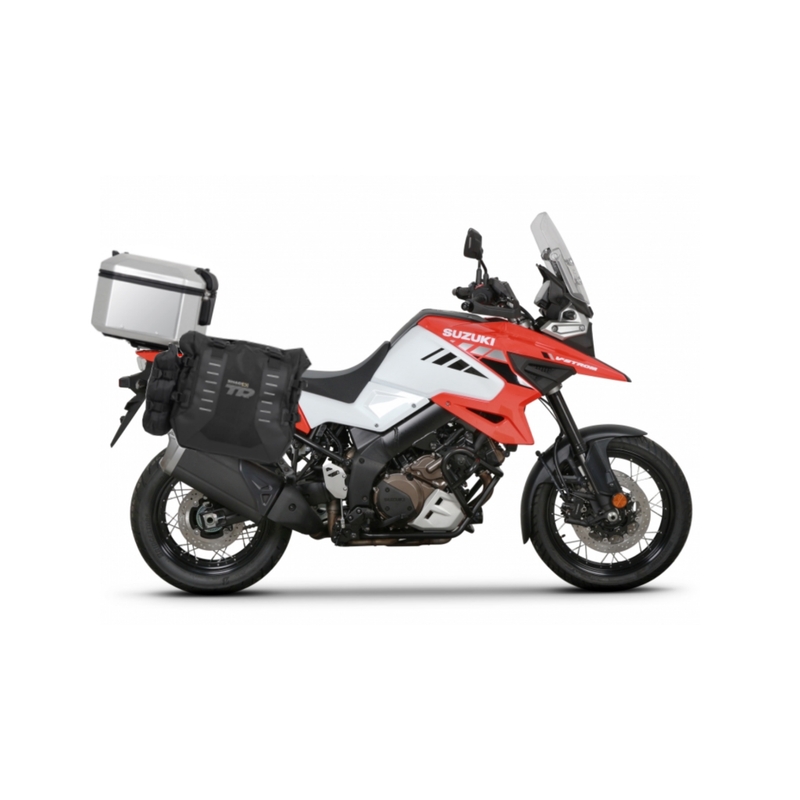 Complete set of SHAD TERRA TR40 adventure saddlebags and SHAD TERRA aluminium 48L topcase, including mounting kit SHAD SUZUKI DL 1000 V-Strom/ DL 1050 V-Strom