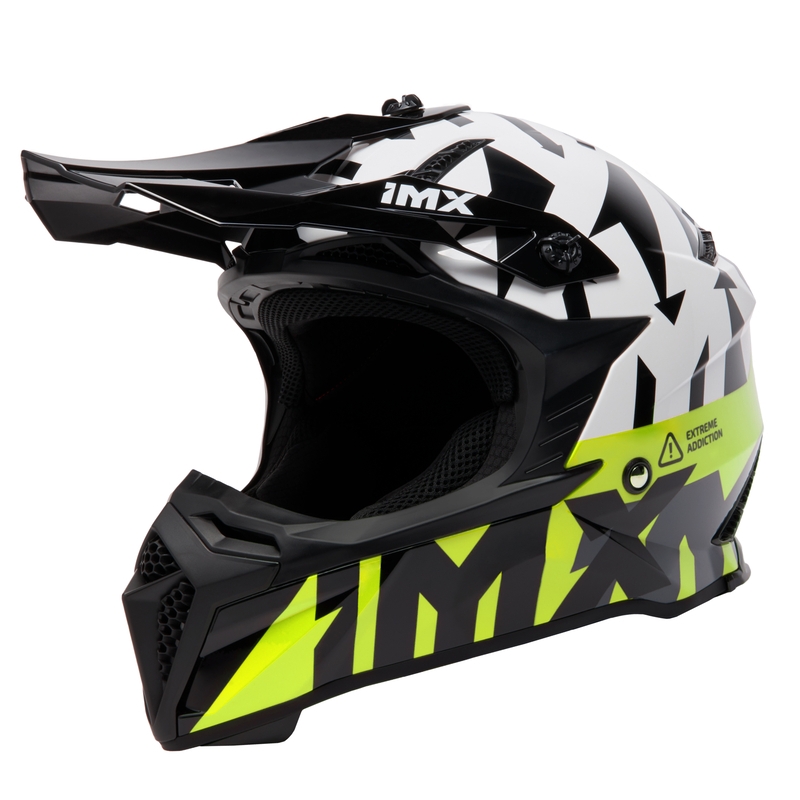 iMX FMX-02 motocross sisak fekete-fehér-fluo sárga