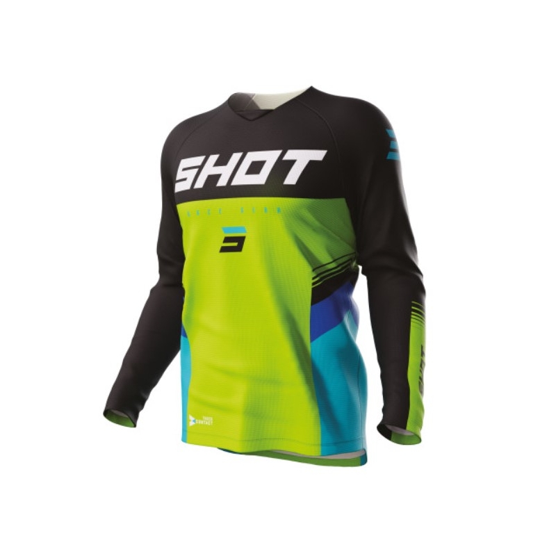 Shot Raw Kid Tracer gyerek motocross mez fekete-kék-zöld