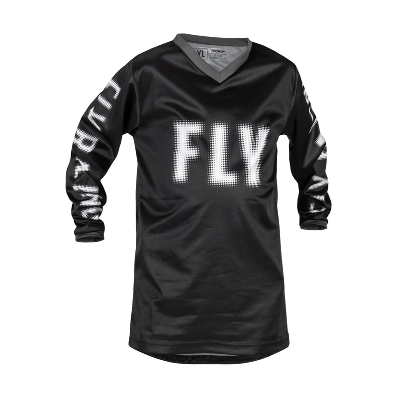 FLY Racing F-16 2023 gyerek motocross mez fekete-fehér kiárusítás