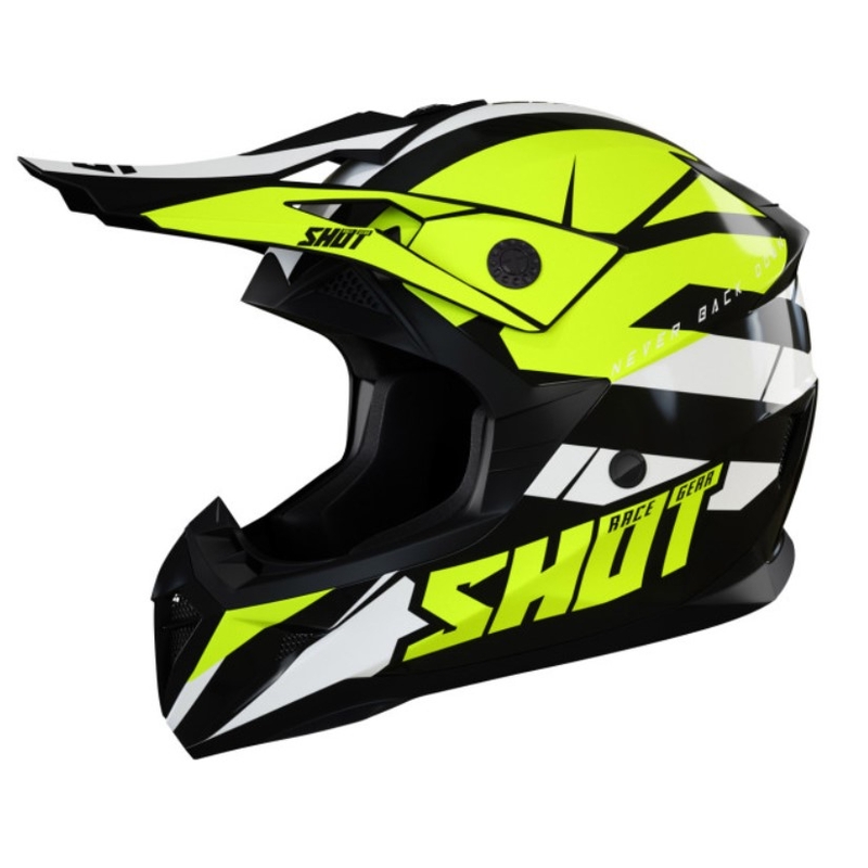 Shot Pulse Kid Revenge gyerek motocross bukósisak fekete-fehér-fluo sárga kiárusítás