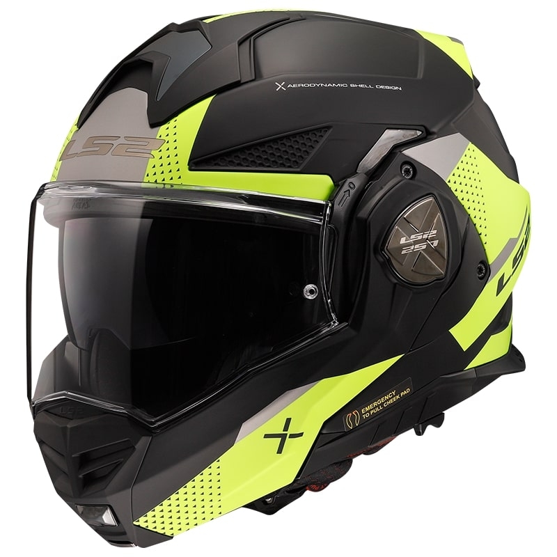 LS2 FF901 Advant X Oblivion hátrahajtható állú bukósisak fekete-fluo sárga