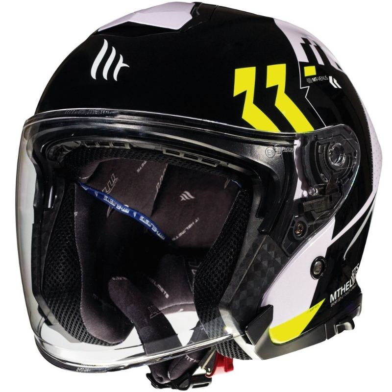 Mt Thunder 3 SV Venus nyitott bukósisak fekete-fehér-fluo sárga - II. minőség