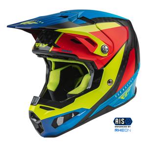 FLY Racing Formula Carbon Prime motocross bukósisak fluo sárga-kék-piros