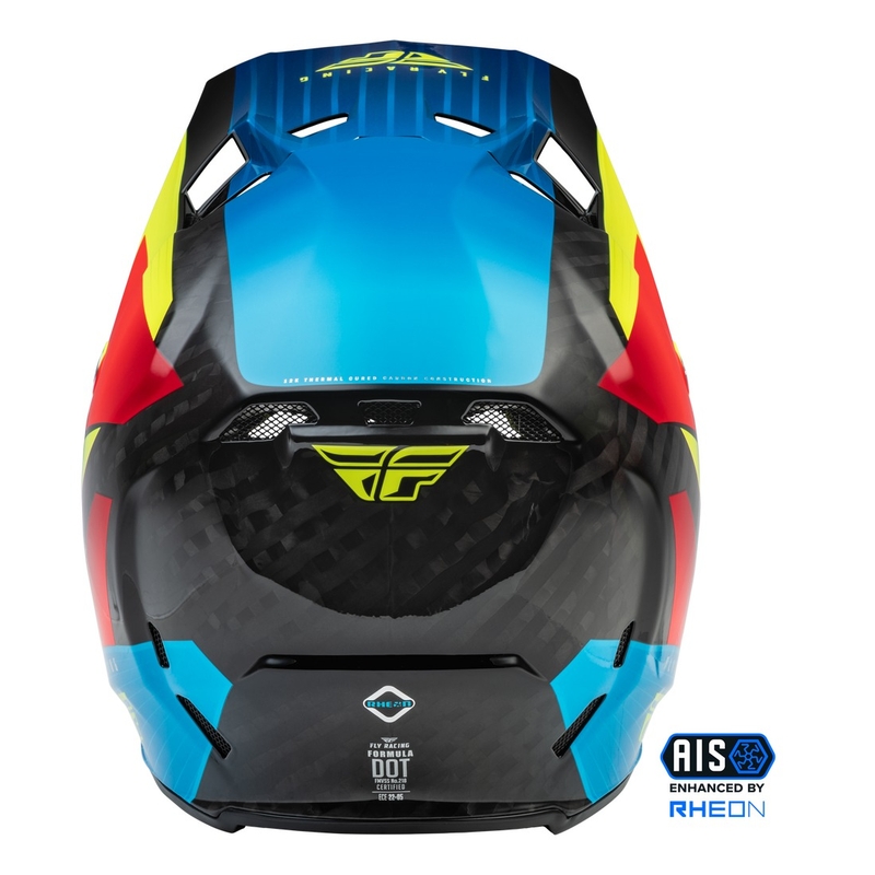 FLY Racing Formula Carbon Prime motocross bukósisak fluo sárga-kék-piros