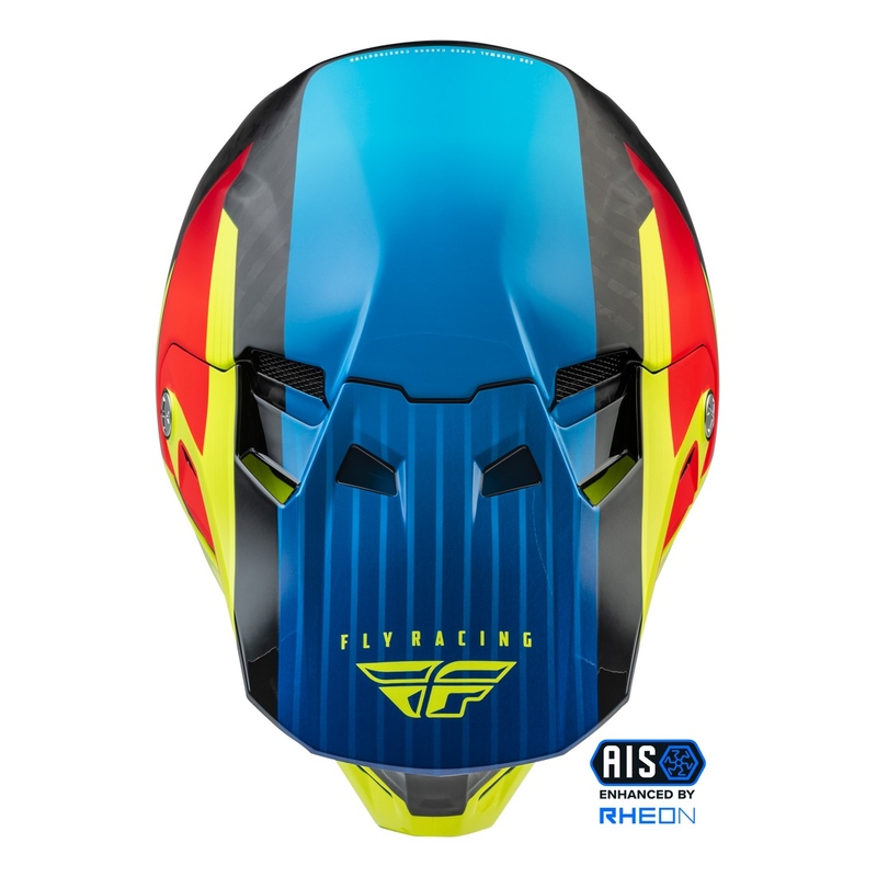 FLY Racing Formula Carbon Prime motocross bukósisak fluo sárga-kék-piros