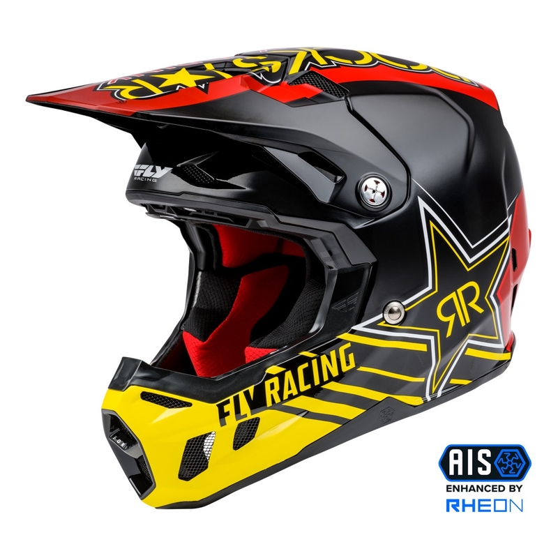 FLY Racing Formula CC Rockstar motocross bukósisak fekete-piros-sárga
