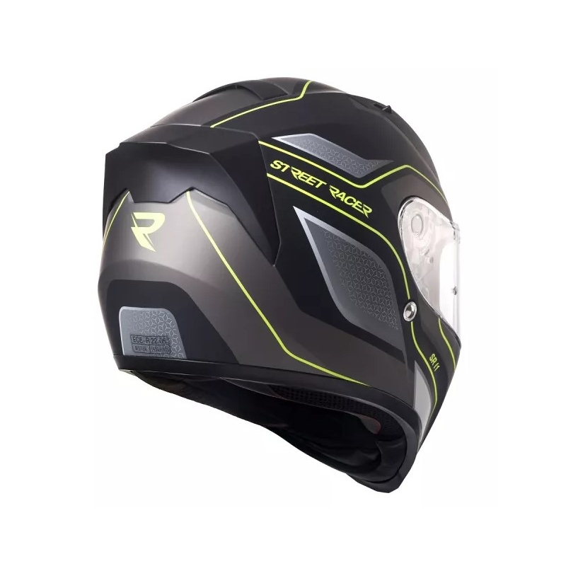 Motoros sisak Street Racer SR I1 fekete-szürke-neon sárga - II. minőség
