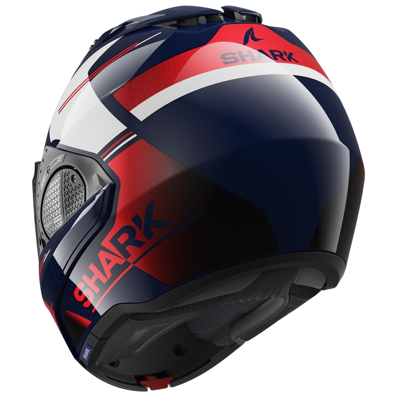 SHARK EVO-GT Tekline hátrahajtható állú sisak kék-fehér-piros