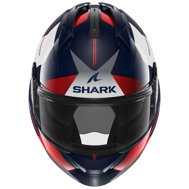 SHARK EVO-GT Tekline hátrahajtható állú sisak kék-fehér-piros