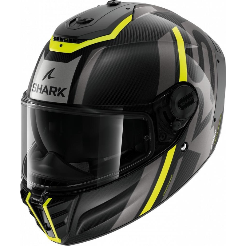 SHARK SPARTAN RS Carbon Shawn zárt sisak fekete-szürke-fluo sárga