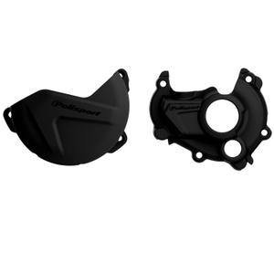 Clutch and ignition cover protector kit POLISPORT 90941 fekete