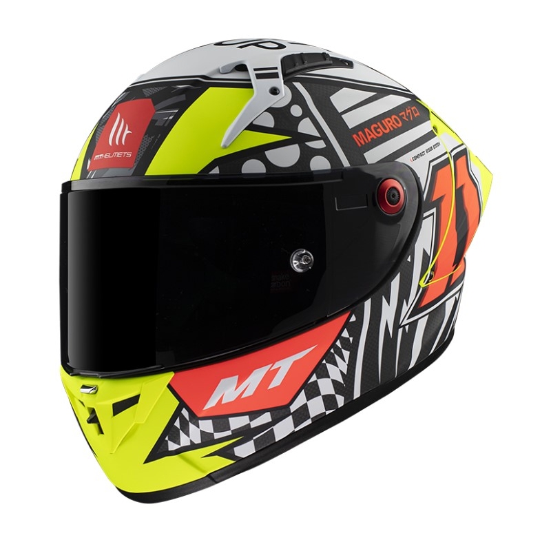 MT KRE+ Carbon Sergio Garcia zárt bukósisak fekete-fluo sárga