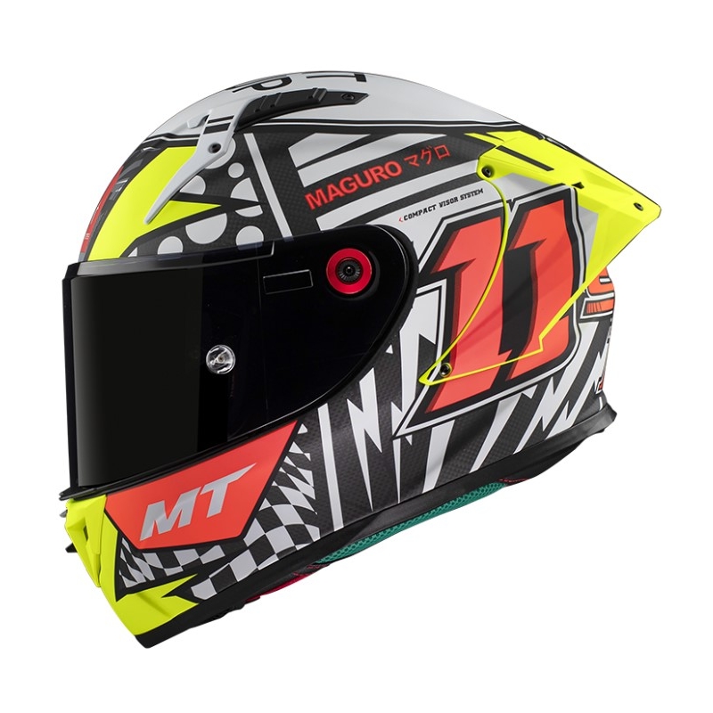 MT KRE+ Carbon Sergio Garcia zárt bukósisak fekete-fluo sárga