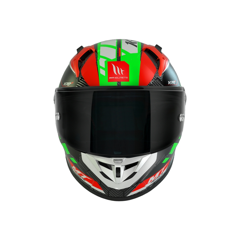 MT KRE+ Carbon Longlap fekete-zöld-piros integrált motorkerékpáros sisak