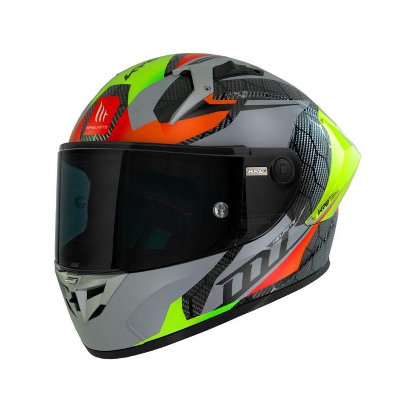 Integrált motorkerékpár sisak MT FF103PLUSC KRE+ karbon lövedék D2 piros-zöld-szürke