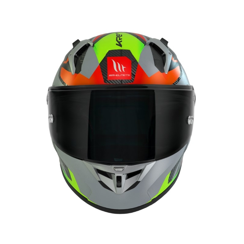 Integrált motorkerékpár sisak MT FF103PLUSC KRE+ karbon lövedék D2 piros-zöld-szürke