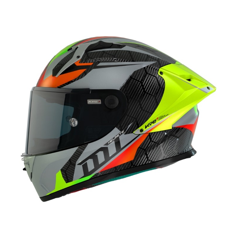 Integrált motorkerékpár sisak MT FF103PLUSC KRE+ karbon lövedék D2 piros-zöld-szürke