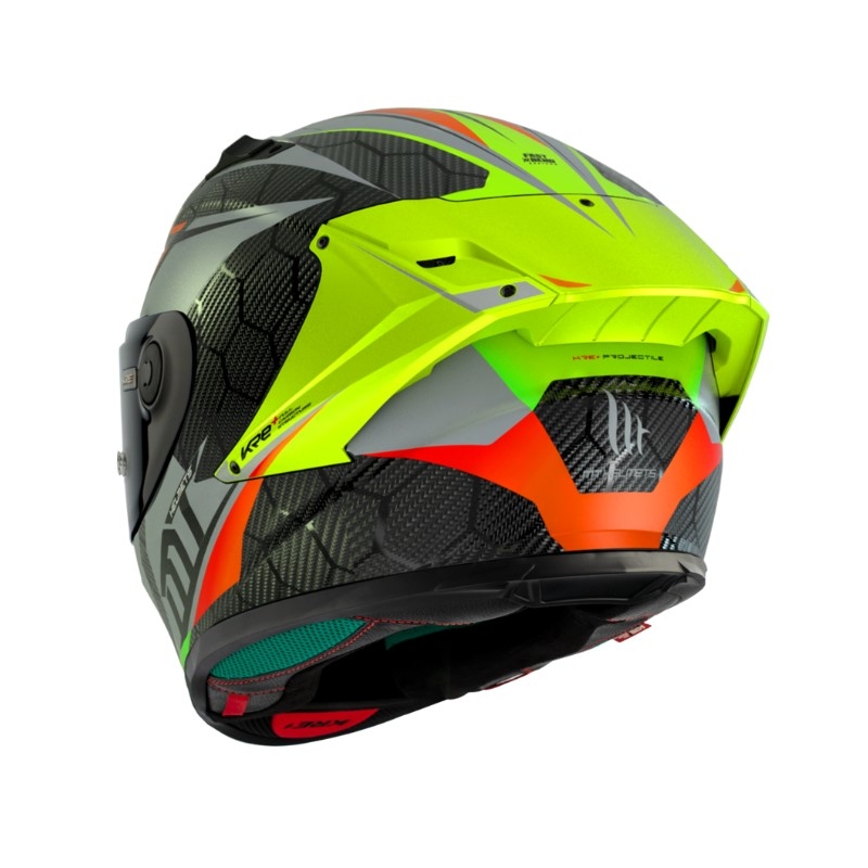 Integrált motorkerékpár sisak MT FF103PLUSC KRE+ karbon lövedék D2 piros-zöld-szürke