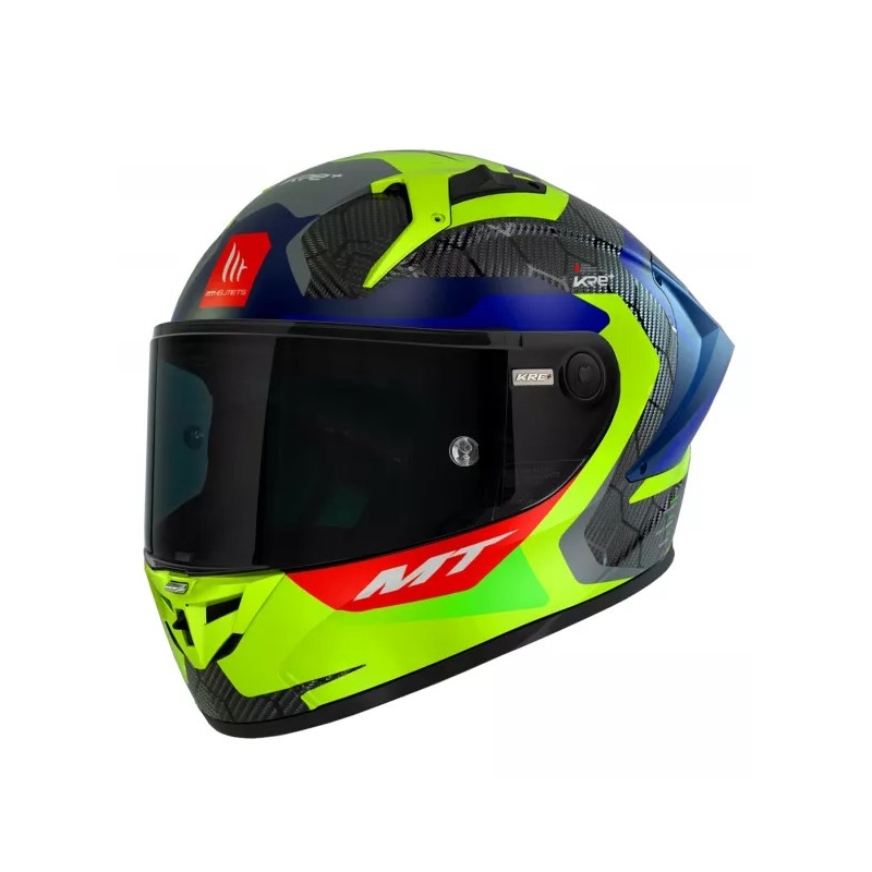MT KRE+ Carbon Powerful sárga-sárga-kék integrált motorkerékpáros sisak