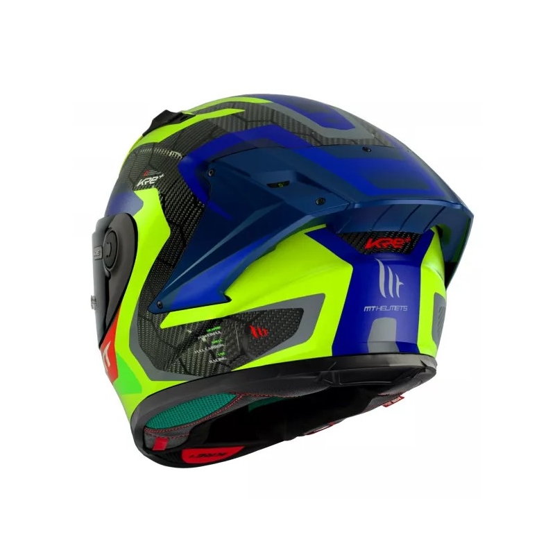MT KRE+ Carbon Powerful sárga-sárga-kék integrált motorkerékpáros sisak