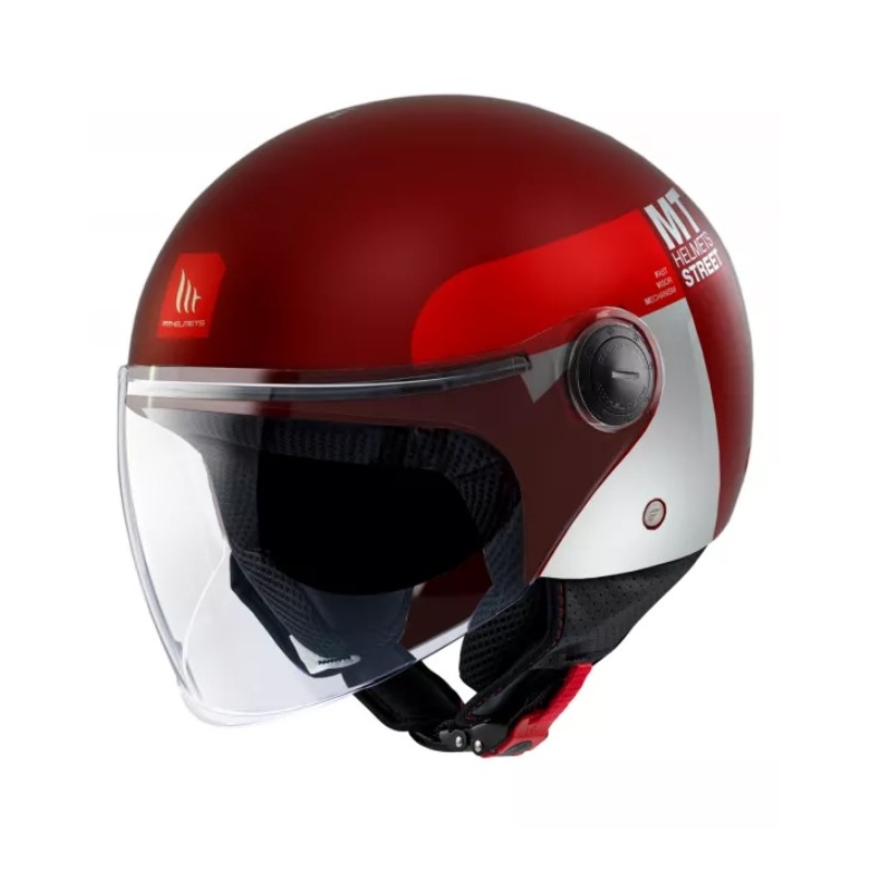 MT Street Inboard C5 nyitott bukósisak piros