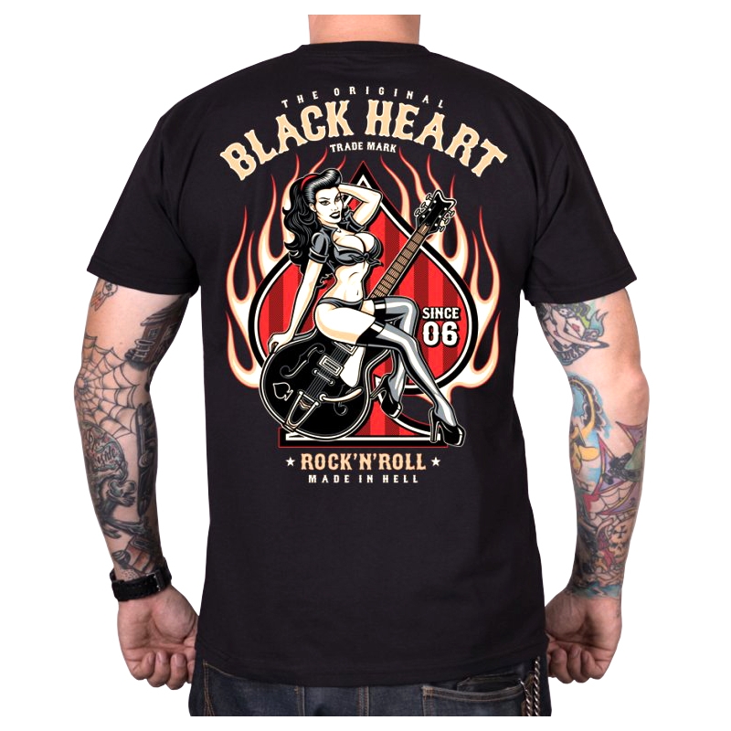 Black Heart Pin Up Flames férfi póló