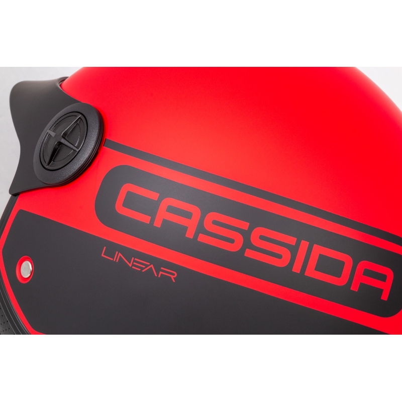 Cassida Handy Plus Linear nyitott bukósisak piros-fekete