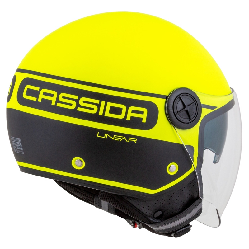Cassida Handy Plus Linear nyitott bukósisak fluo sárga-fekete