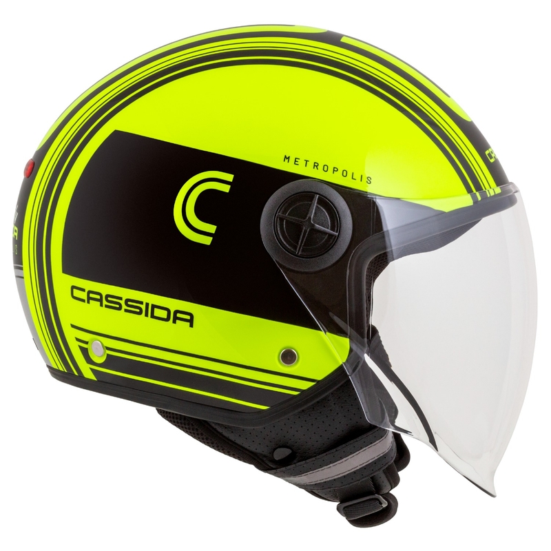 Cassida Handy Metropolis Safety nyitott bukósisak fluo sárga-fekete-fényvisszaverős szürke