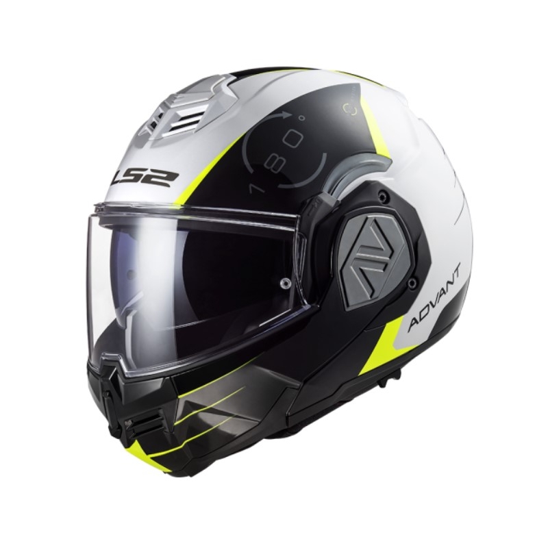 LS2 FF906 Advant Codex hátrahajtható állú bukósisak fekete-fehér-fluo sárga