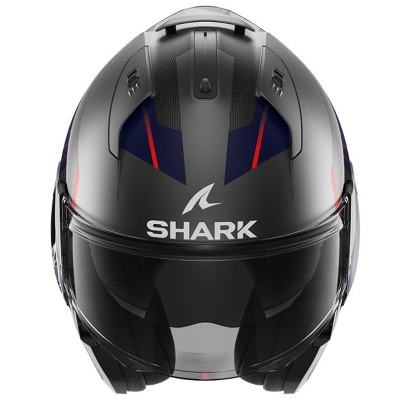 SHARK EVO-ES Kryd hátrahajtható állú bukósisak fekete-piros-sötét kék