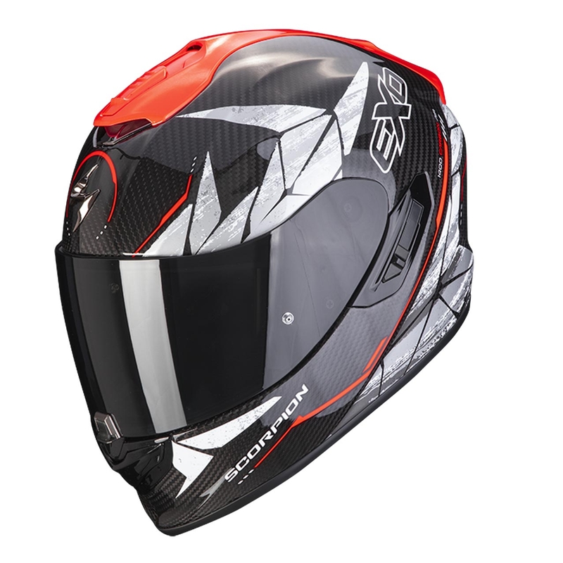 Scorpion EXO-1400 EVO Carbon Air Aranea zárt bukósisak fekete-fluo piros