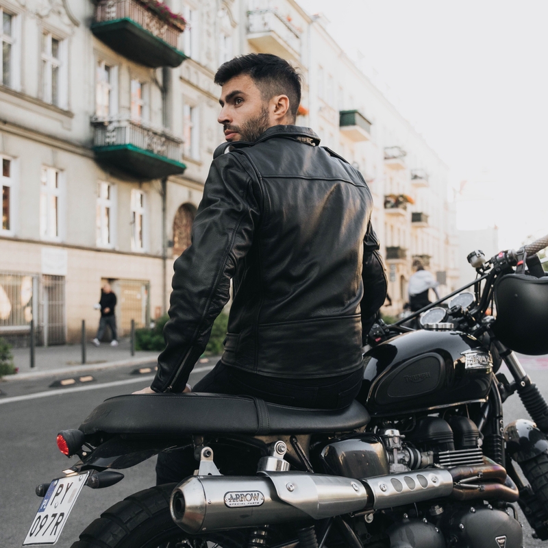 Ozone Ramones motoros bőrdzseki fekete