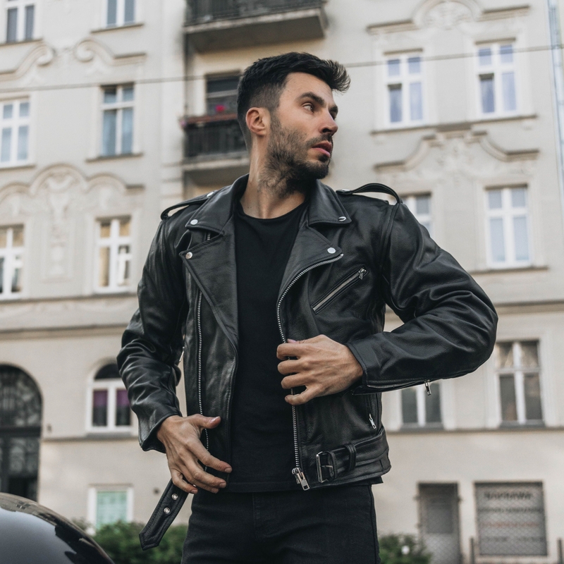 Ozone Ramones motoros bőrdzseki fekete