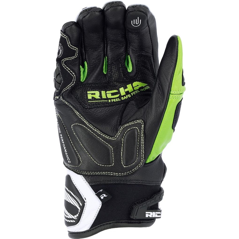 RICHA Stealth rövid motoros kesztyű fekete-fehér-zöld kiárusítás
