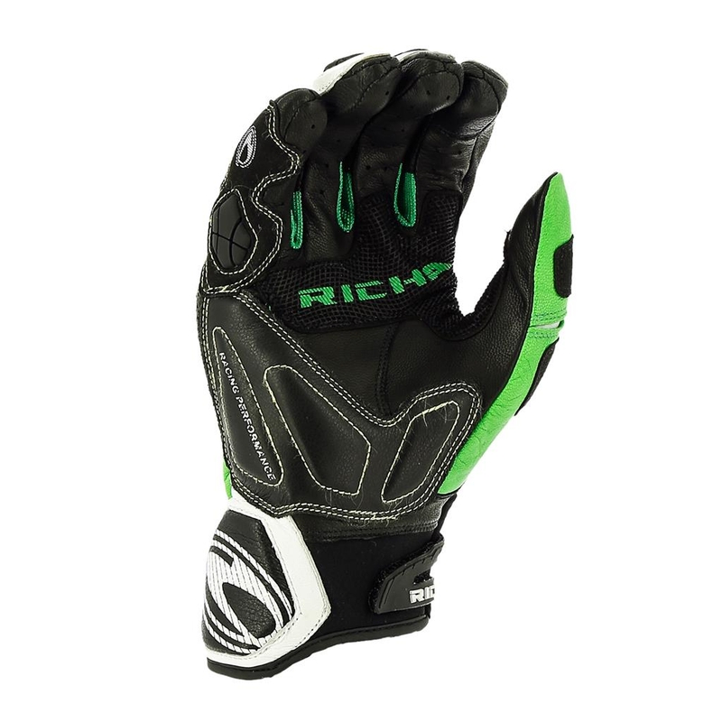 RICHA Stealth rövid motoros kesztyű fekete-fehér-zöld kiárusítás