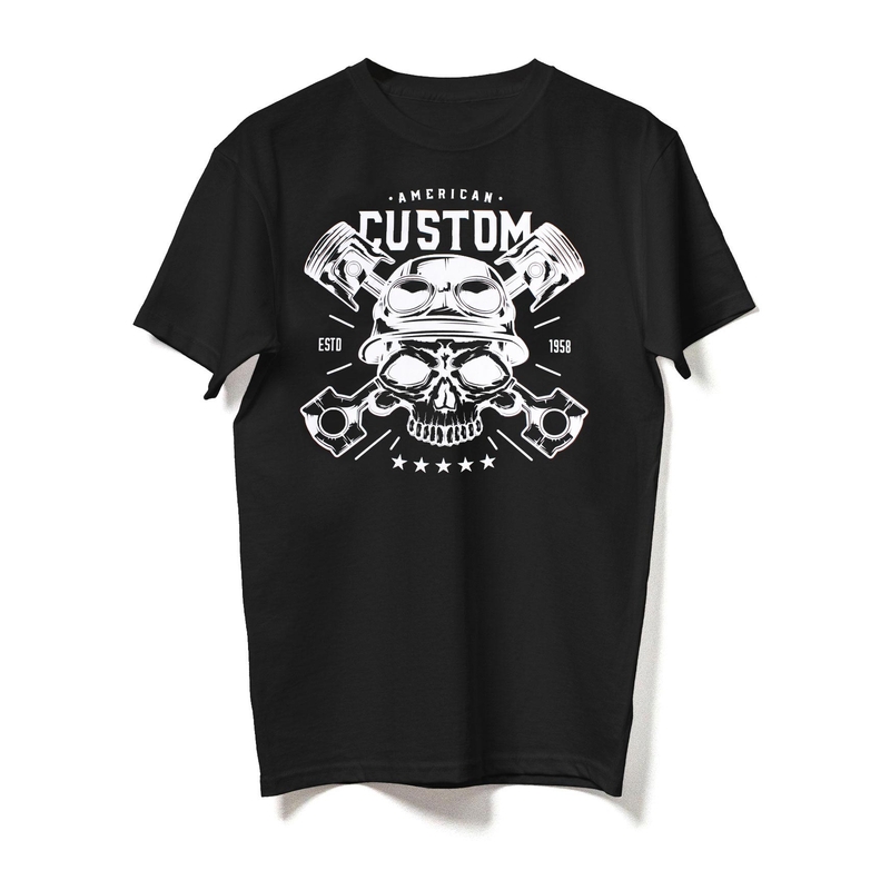 RSA American Custom Skull póló fekete kiárusítás
